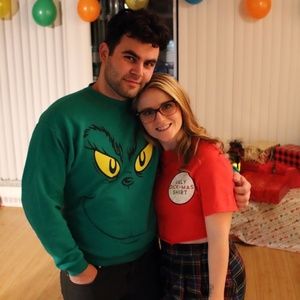 Green Grinch Face Crewneck Sweater - Size Medium